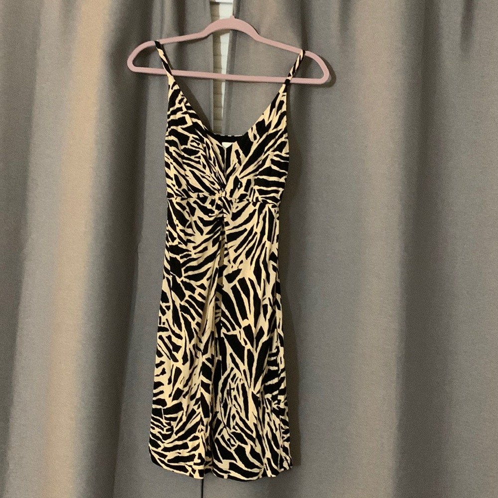 H&M Black and Cream Zebra Print Slip Dress